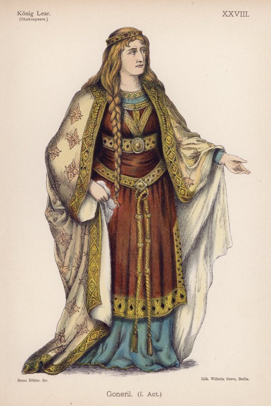 Goneril, ze Shakespearova Krále Leara (barevné lito) od German School