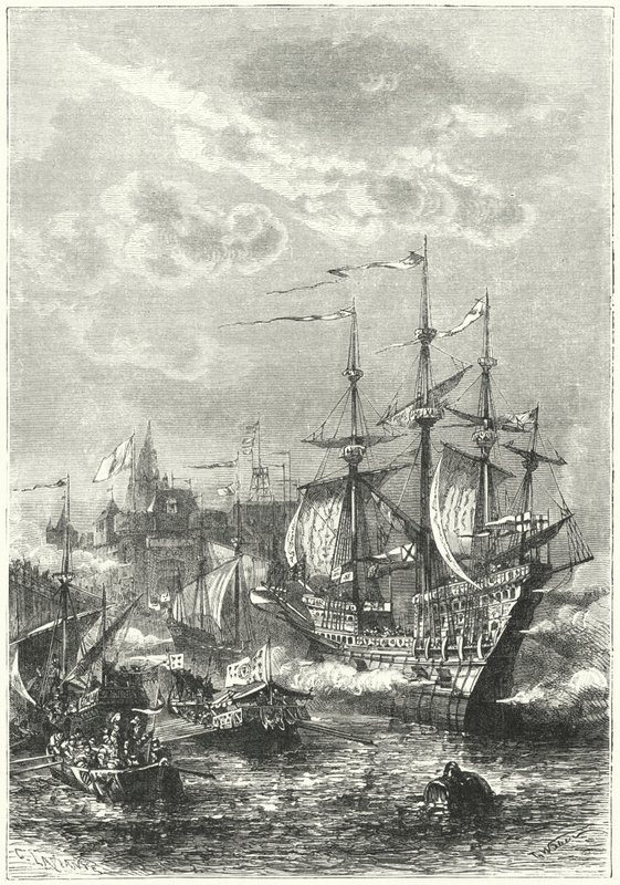 Jindřich VIII a anglická flotila přistávající v Calais od German School