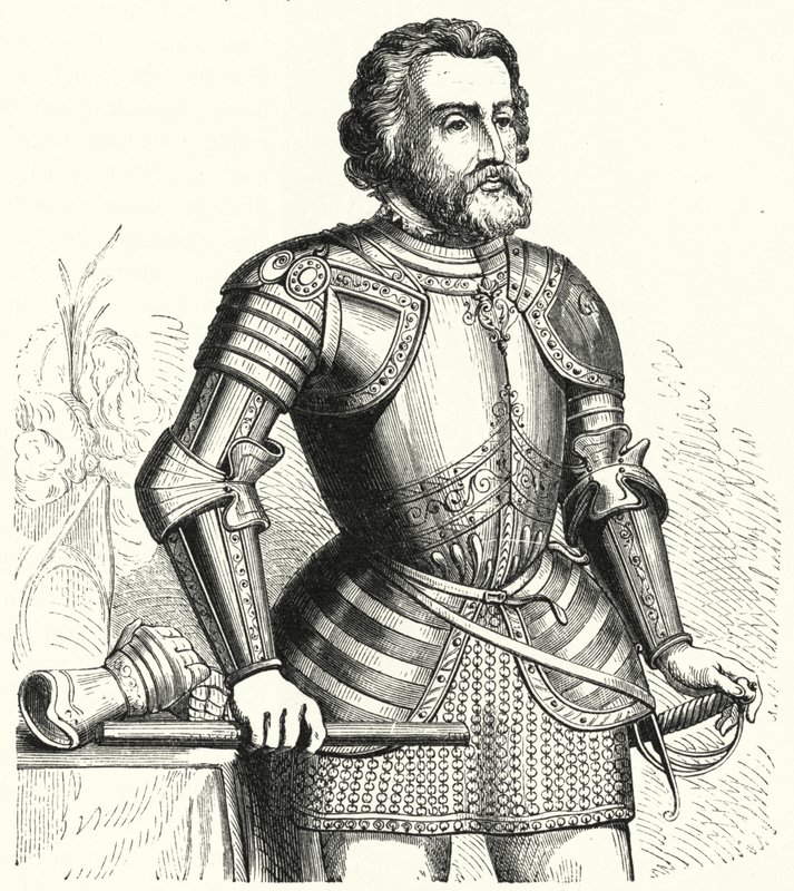 Hernan Cortes, španělský conquistador (rytina) od German School