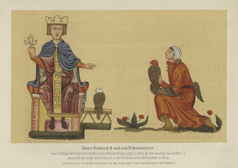 Císař Svaté říše římské Fridrich II. a jeho mistr sokolů, 13. století od German School