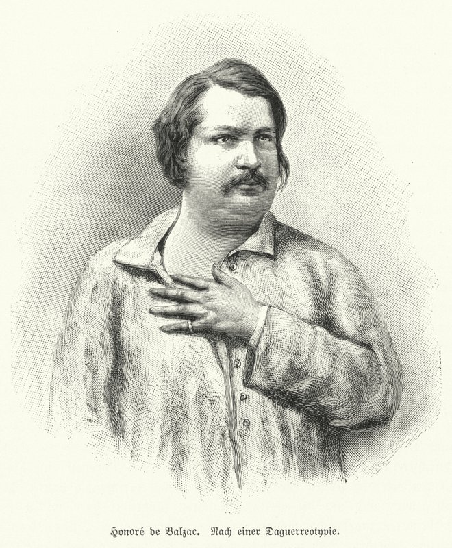 Honore de Balzac , francouzský romanopisec a dramatik (litho) od German School
