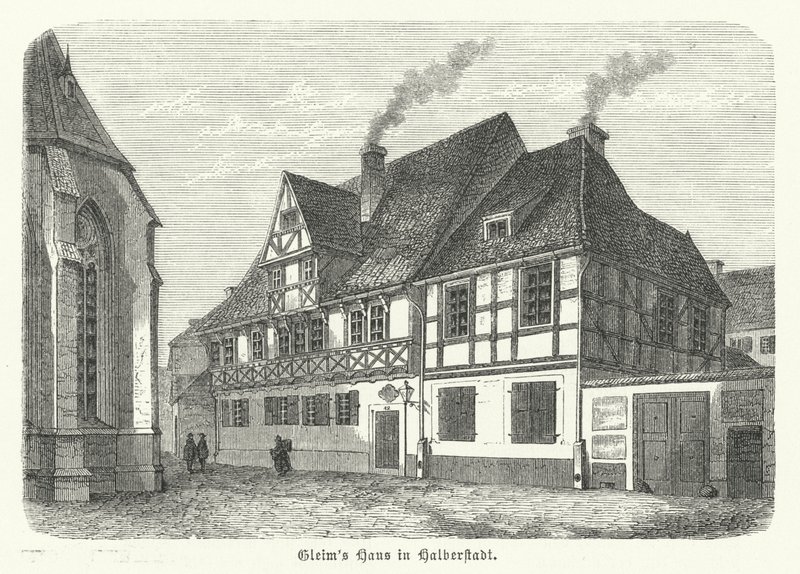 Dům básníka Johanna Wilhelma Ludwiga Gleima, Halberstadt, Německo (rytina) od German School