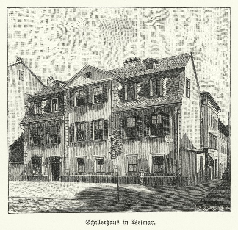 Dům básníka, dramatika a filozofa Friedricha Schillera, Weimar, Německo (litho) od German School