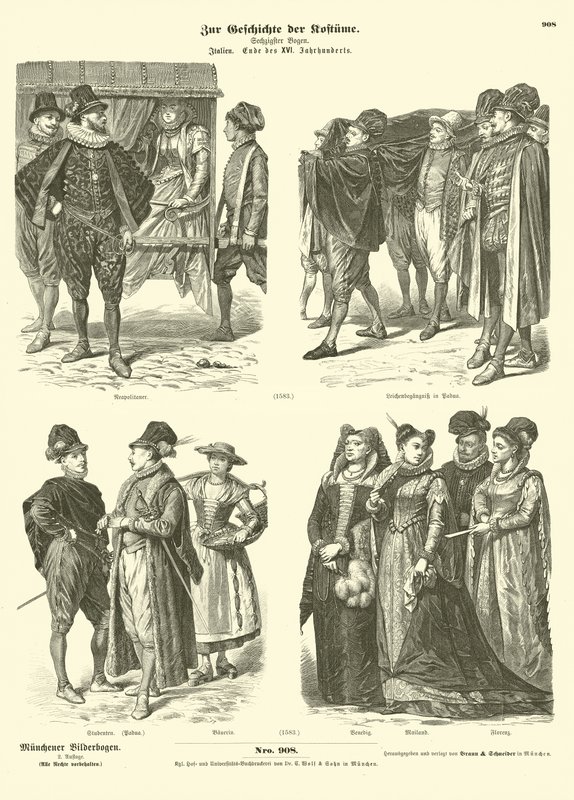 Italské kostýmy, konec 16. století od German School