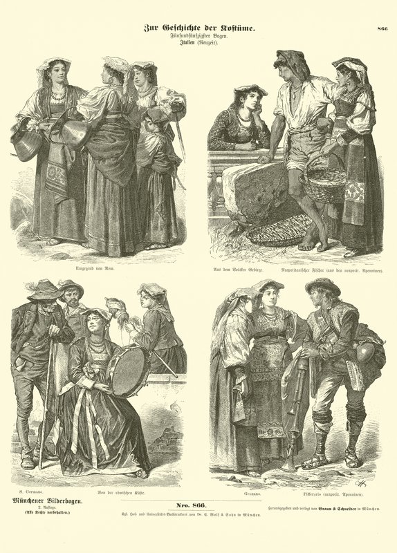 Italské kostýmy, konec 19. století od German School