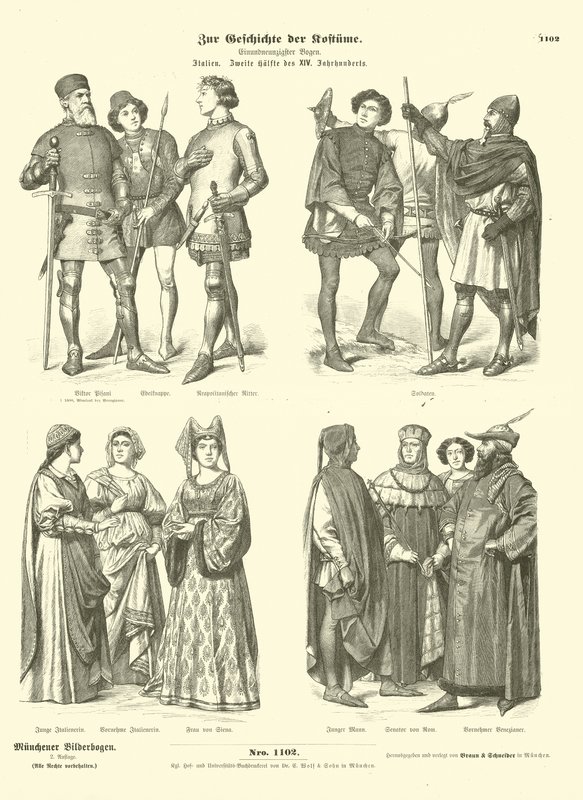Italské kostýmy, druhá polovina 14. století od German School