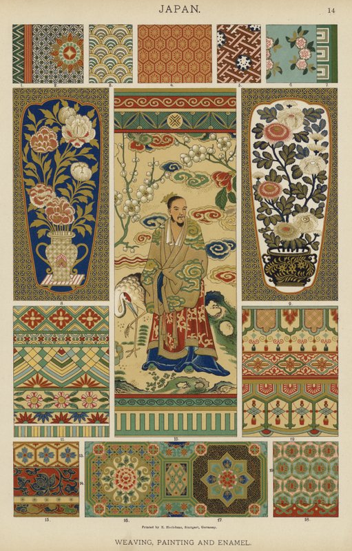 Japonsko, Tkaní, Malba a Smalt (barva lito) od German School