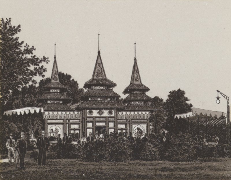 Japanischer Porzellan Pavillon Fischern (litho) od German School