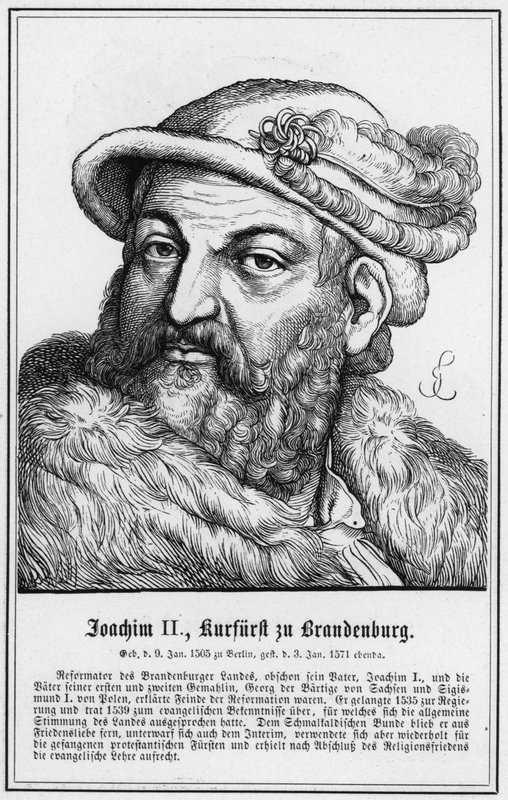 Joachim II., braniborský kurfiřt (rytina) od German School