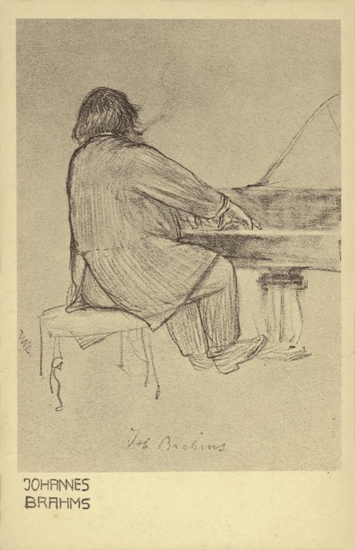 Johannes Brahms hraje na klavír od German School