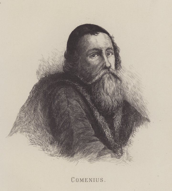 Jan Amos Komenský, český filozof, teolog a osvětový aktivista (litho) od German School