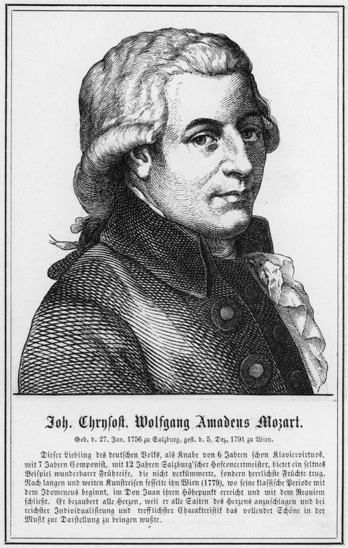 John Chrysostom Wolfgang Amadeus Mozart (rytina) od German School