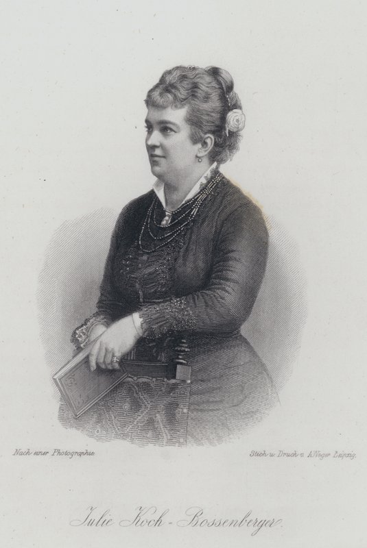 Julie Koch-Bossenberger, německá operní pěvkyně a herečka (rytina) od German School