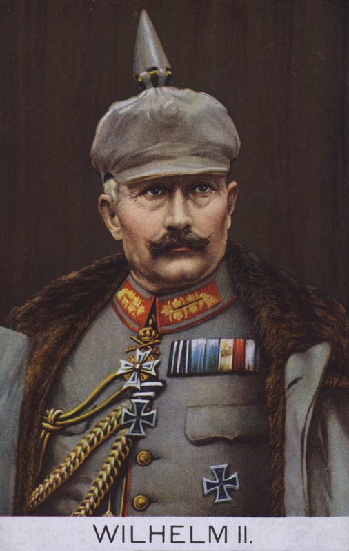Německý císař Vilém II. ve vojenské uniformě (barevná litografie) od German School