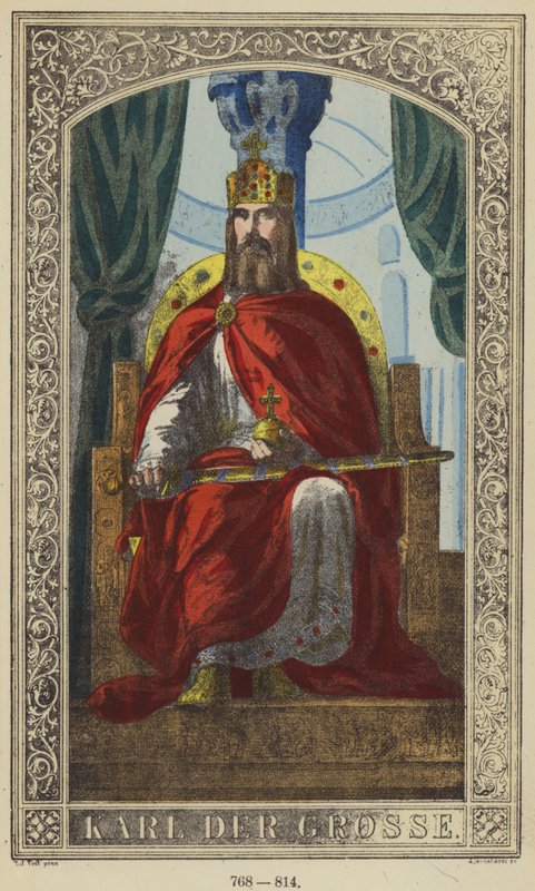 Karl Der Grosse, 768-814 (barevná rytina) od German School