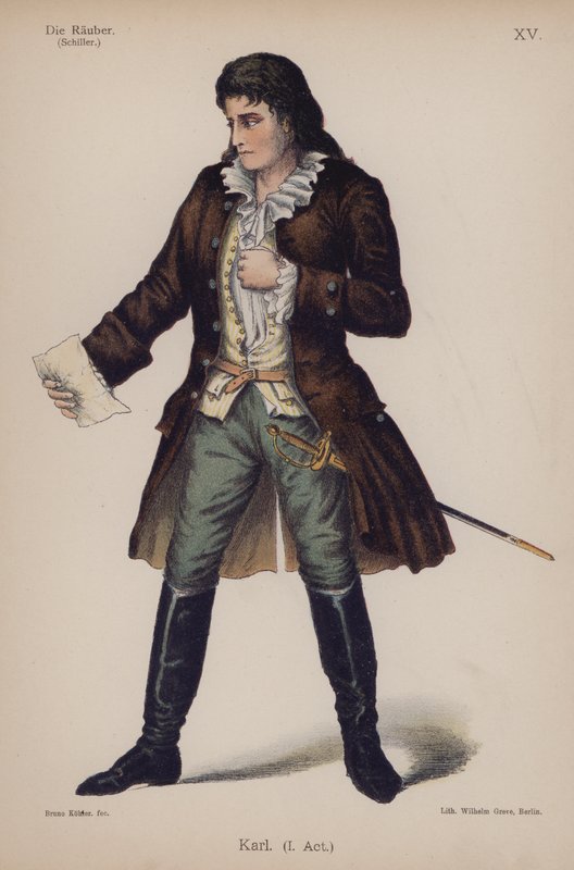 Karl, z Die Rauber (Loupežníci) od Friedricha Schillera (barevné lito) od German School