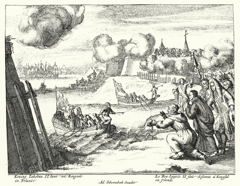 Anglický král Jakub II. přistává v irském Kinsale od German School