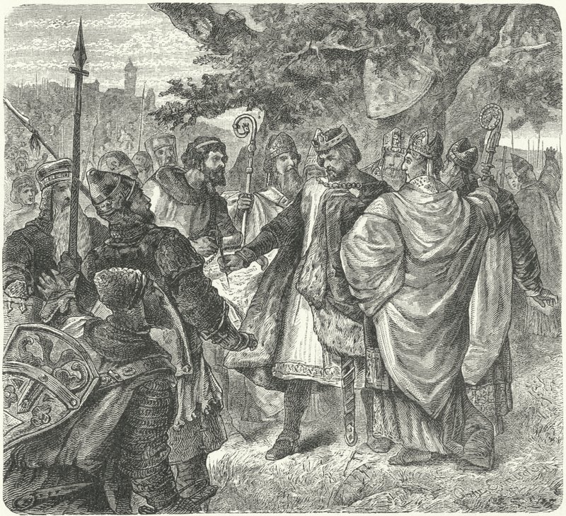 Král John souhlasí s Magna Chartou, Runnymede od German School