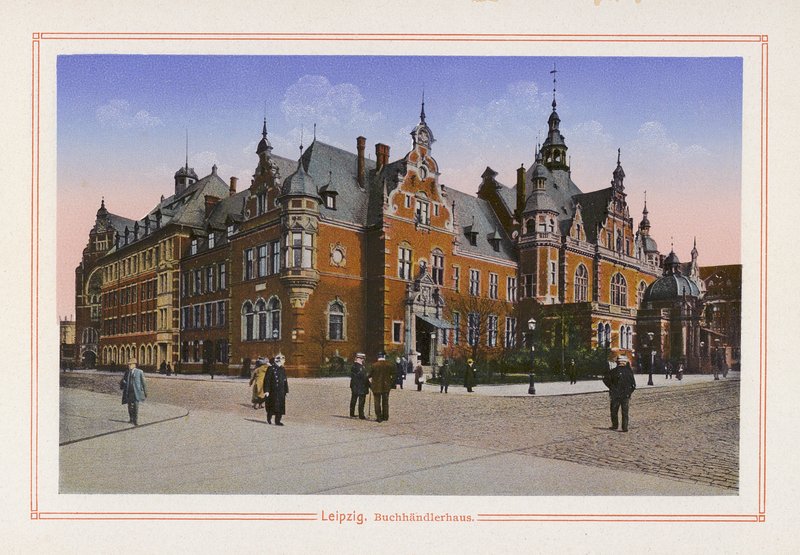 Lipsko, knihkupectví (barevná litografie) od German School