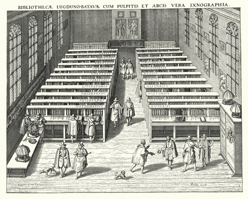 Knihovna univerzity v Leidenu (rytina) od German School