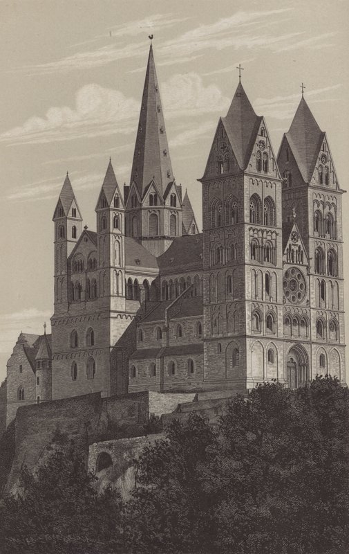 Katedrála Limburg, Hesensko, Německo (litho) od German School