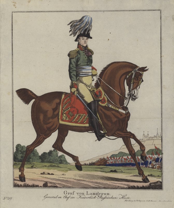 Louis Alexandre Andrault de Langeron, francouzský generál v ruské armádě (barevná rytina) od German School