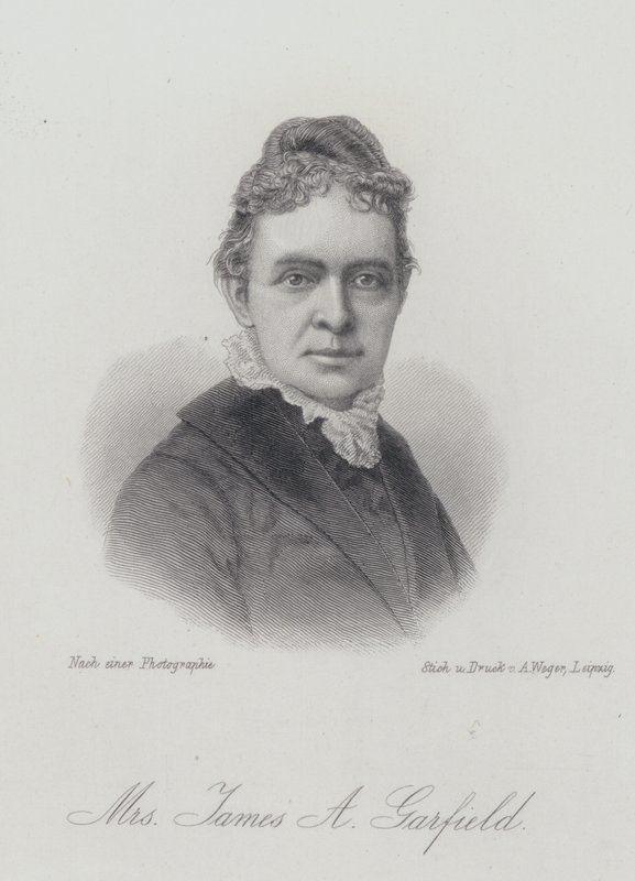 Lucretia Garfield, manželka amerického prezidenta Jamese A Garfielda (rytina) od German School