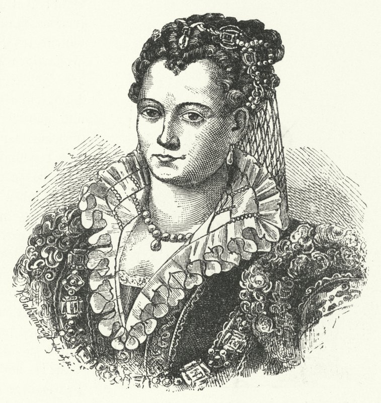 Lucrezia Borgia, choť vévodkyně z Ferrara, Modena a Reggio (rytina) od German School