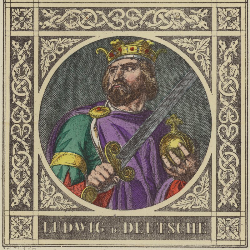 Ludwig D Deutsche, 840-876 (barevná rytina) od German School