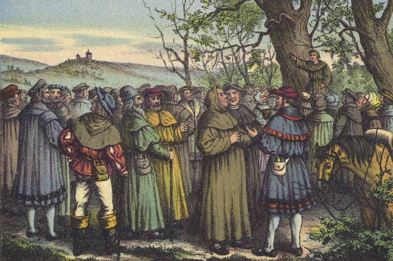 Lutherovo kázání (chromolitho) od German School