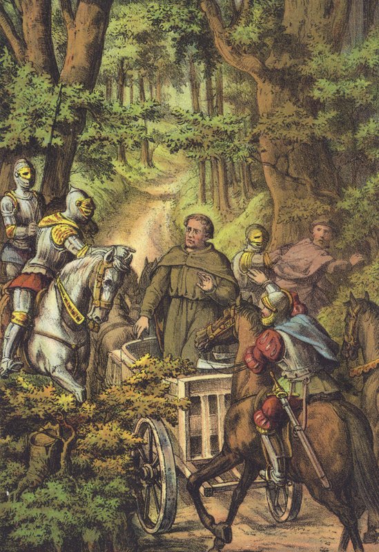 Lutherův únos na Wartburg (chromolitho) od German School