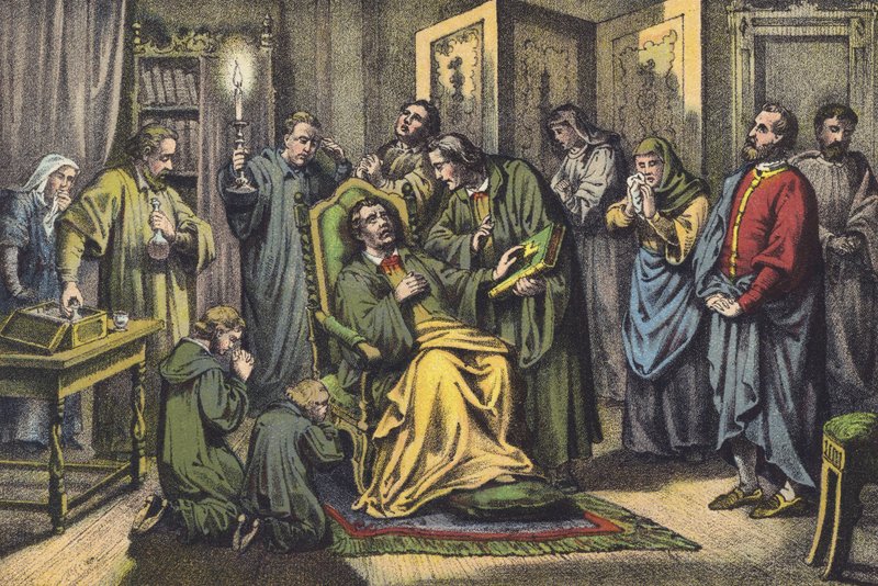 Lutherova smrt (chromolitho) od German School