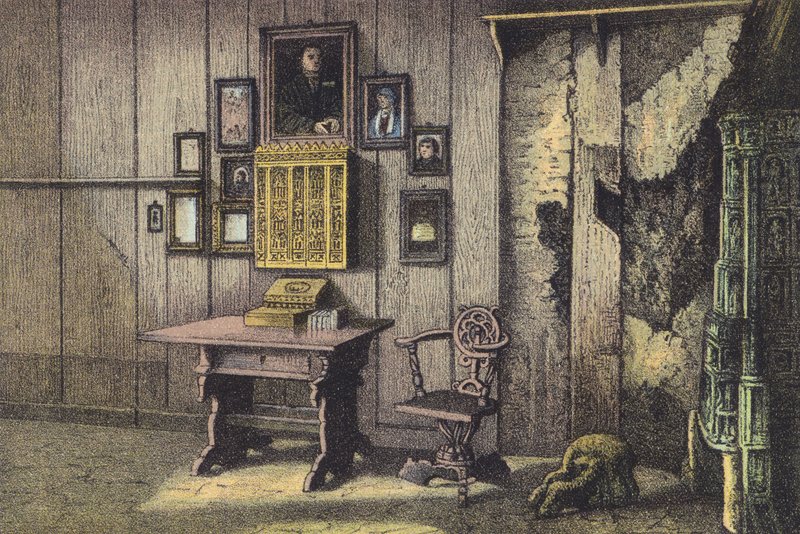 Lutherův pokoj na Wartburgu (chromolitho) od German School