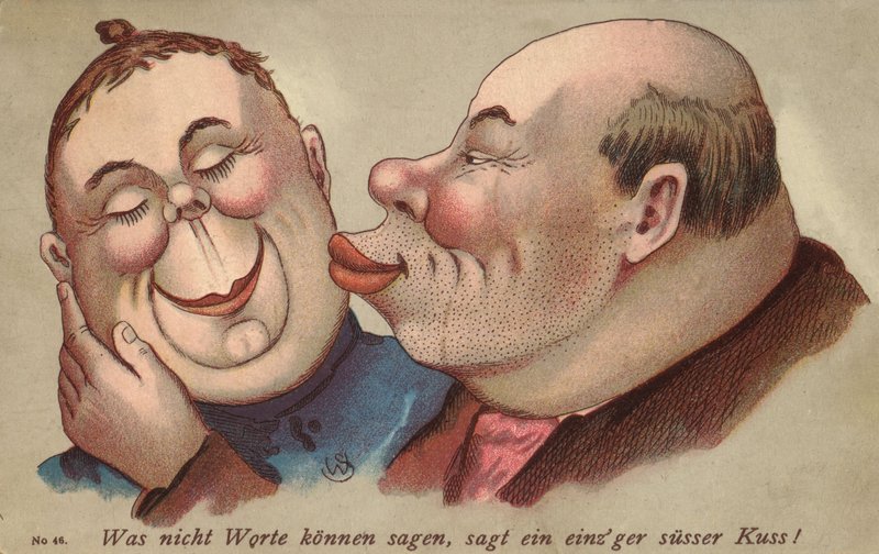 Muž líbá svou ženu (barva litho) od German School