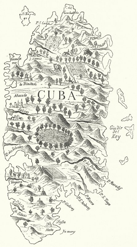 Mapa Kuby, c1500 (rytina) od German School