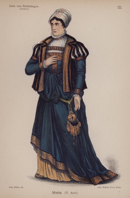 Marie, z Gotz von Berlichingen od Goetha (barevné lito) od German School