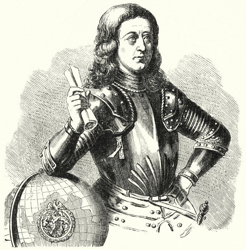 Martin Behaim , německý cestovatel a kartograf (rytina) od German School