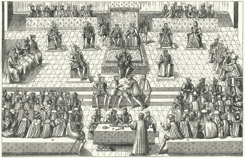 Setkání generálního francouzského stavovského úřadu v Orleans, leden 1561 (rytina) od German School