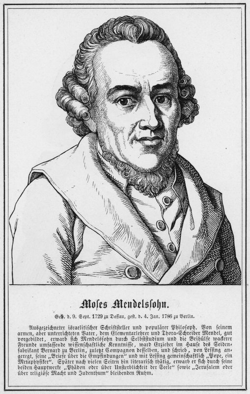 Moles Mendelssohn (rytina) od German School