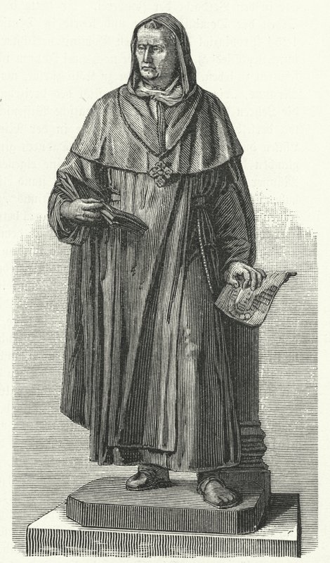 Památník německého Saint Albertus Magnus v jeho rodišti Lauingen, Bavorsko (rytina) od German School