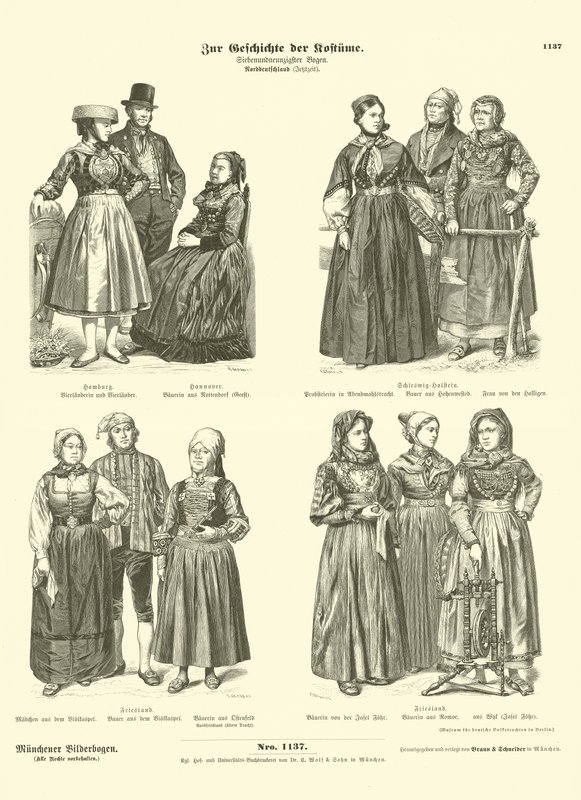 Severoněmecké kostýmy, konec 19. století od German School