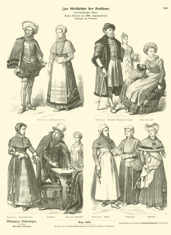 Norské a dánské kostýmy, začátek 17. století od German School