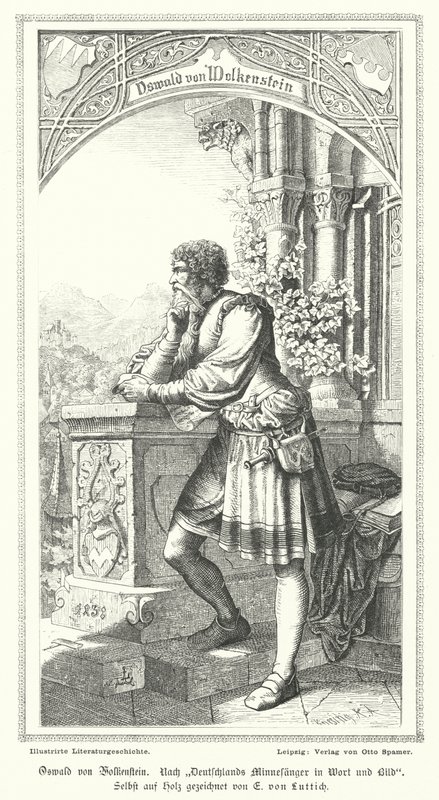 Oswald von Wolkenstein , německý básník, skladatel a diplomat (rytina) od German School