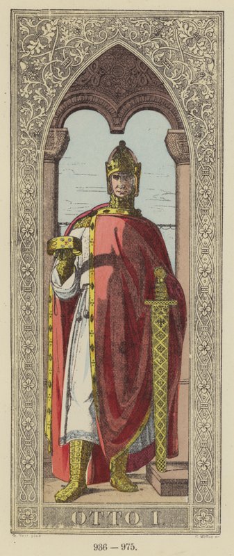 Otto I, 936-975 (barevná rytina) od German School