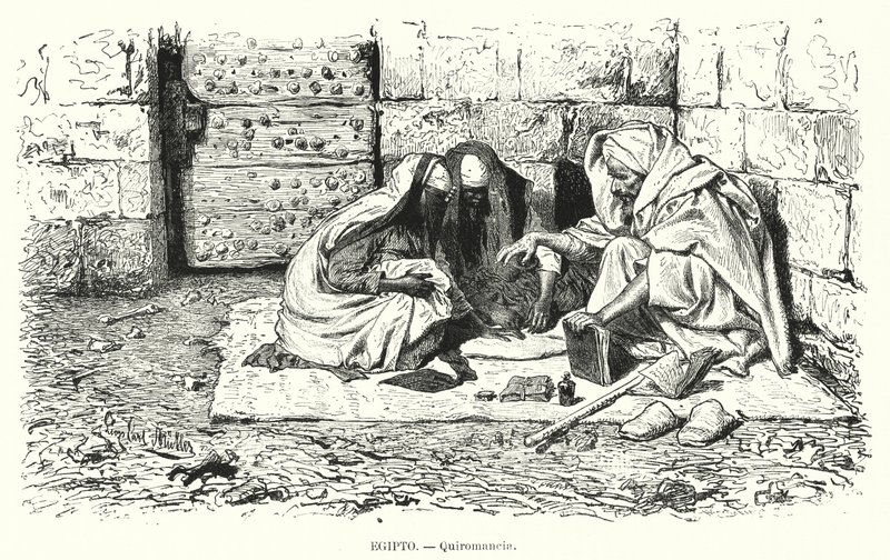 Palmová čtečka, Egypt (litho) od German School