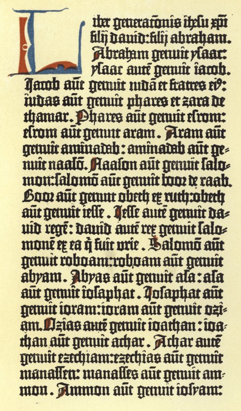 Část sloupce Gutenbergovy bible od German School
