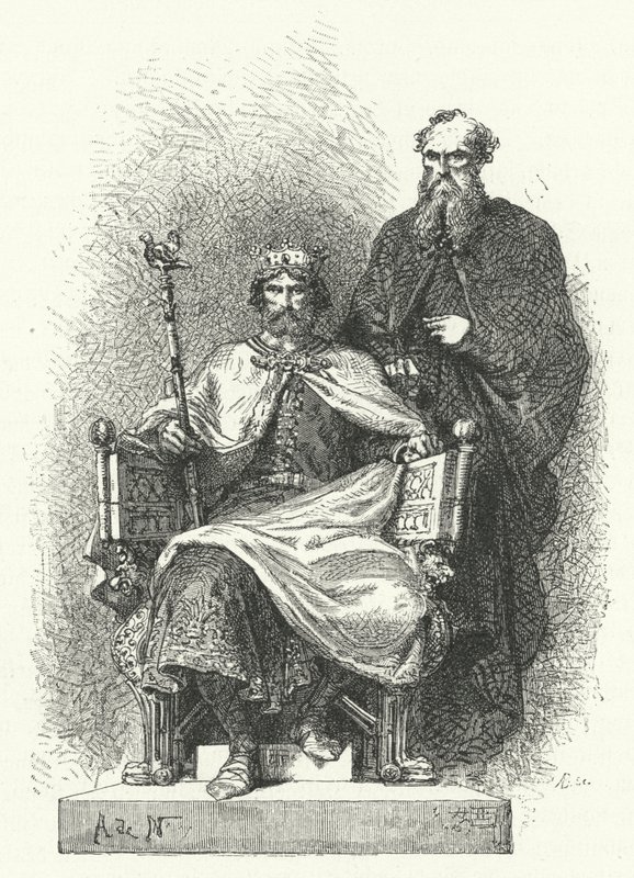 Pepin Krátký, král Franků (rytina) od German School