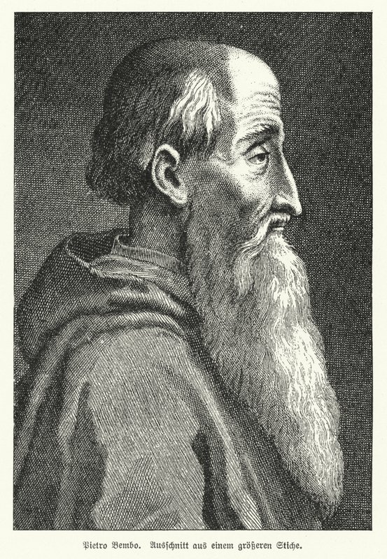 Pietro Bembo , italský učenec, básník, kardinál a člen Knights Hospitaller (litho) od German School