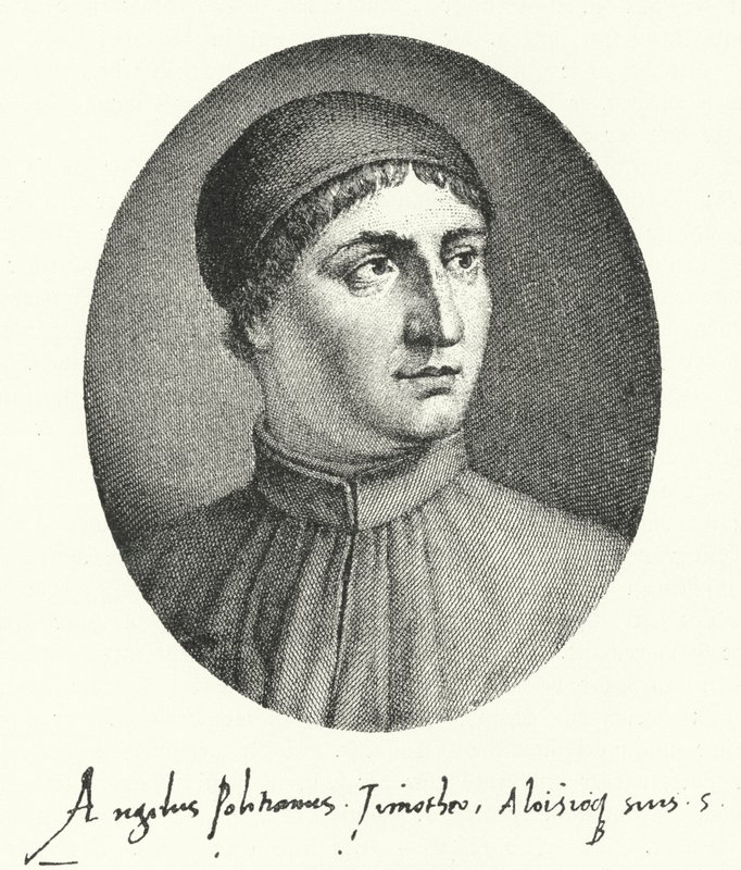 Poliziano, florentský renesanční básník (rytina) od German School