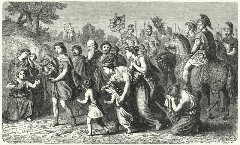 Polybius nesoucí popel Philopoemen ve slavnostním průvodu do Megalopolis od German School